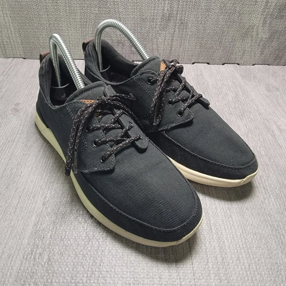 Reef Rover Low Sneakers Womens 9 Black Canvas Lace Up Comfort RF008205 Casual